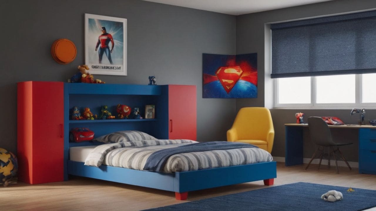 8. Quarto infantil masculino simples proporciona espaço para brincar