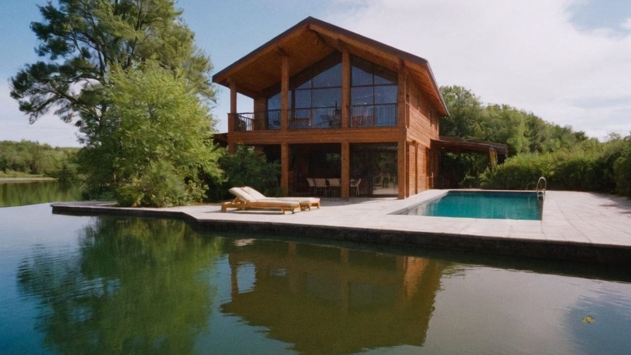 14. Casas de madeira com piscina proporcionam baixo custo de construção