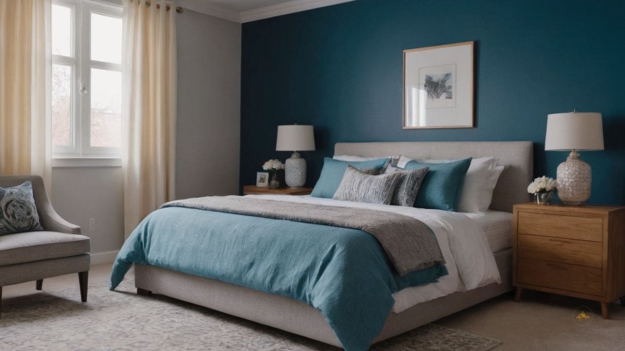 14. Quarto azul e cinza proporcionam estilo personalizável