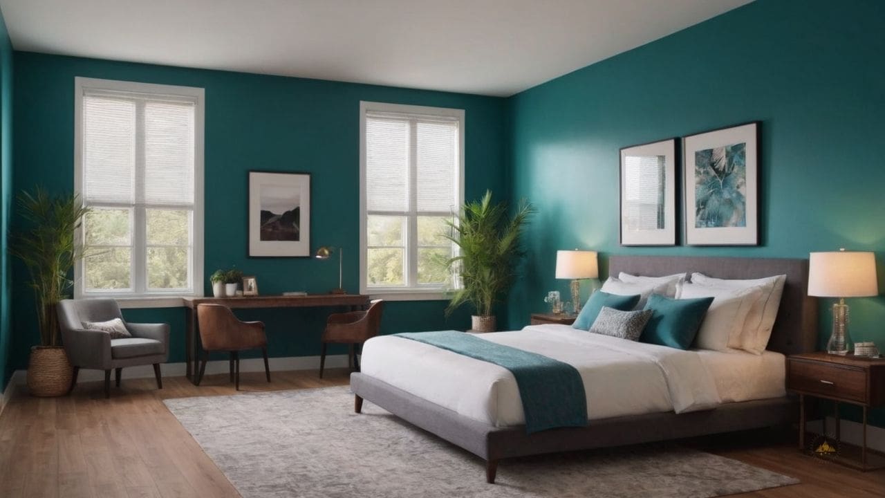 20. Quarto azul turquesa proporciona versatilidade de estilo