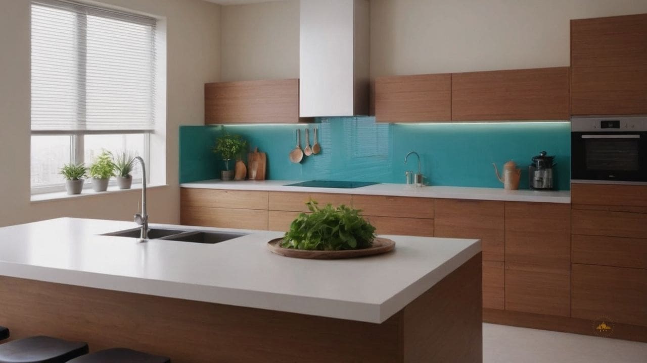 22. Cozinhas com ilha pequena proporcionam espaço para acessórios decorativos