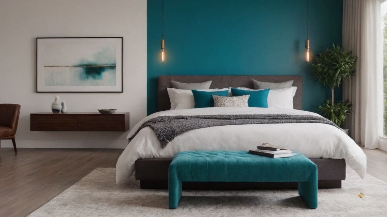 22. Quarto azul turquesa proporciona estímulo criativo