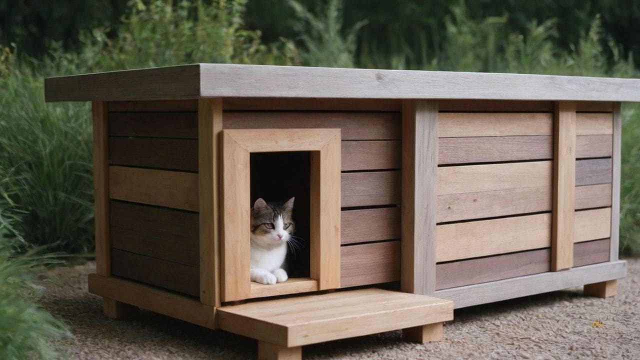 18. Casas de Madeira para gatos proporcionam conforto térmico