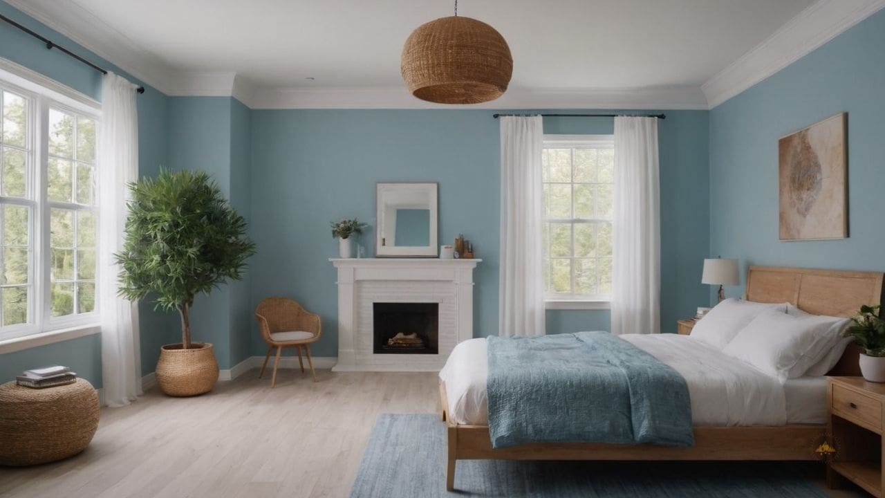 19. Um quarto azul claro proporciona versatilidade de estilo