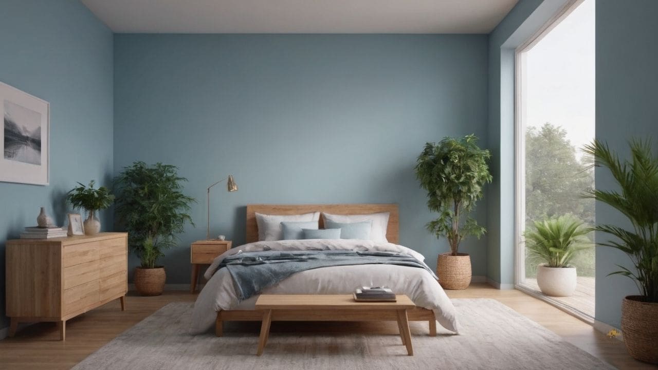 20. Um quarto azul claro proporciona ideal para quartos pequenos