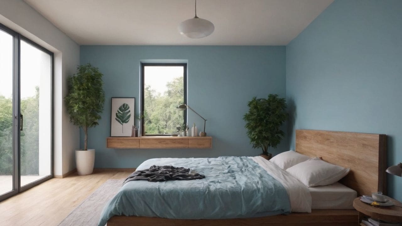 28. Um quarto azul claro proporciona sensação de pureza e limpeza