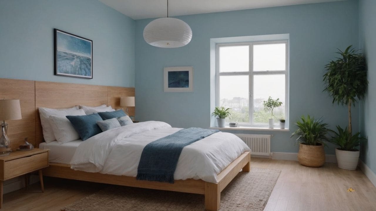 36. Um quarto azul claro proporciona ideal para momentos de reflexão