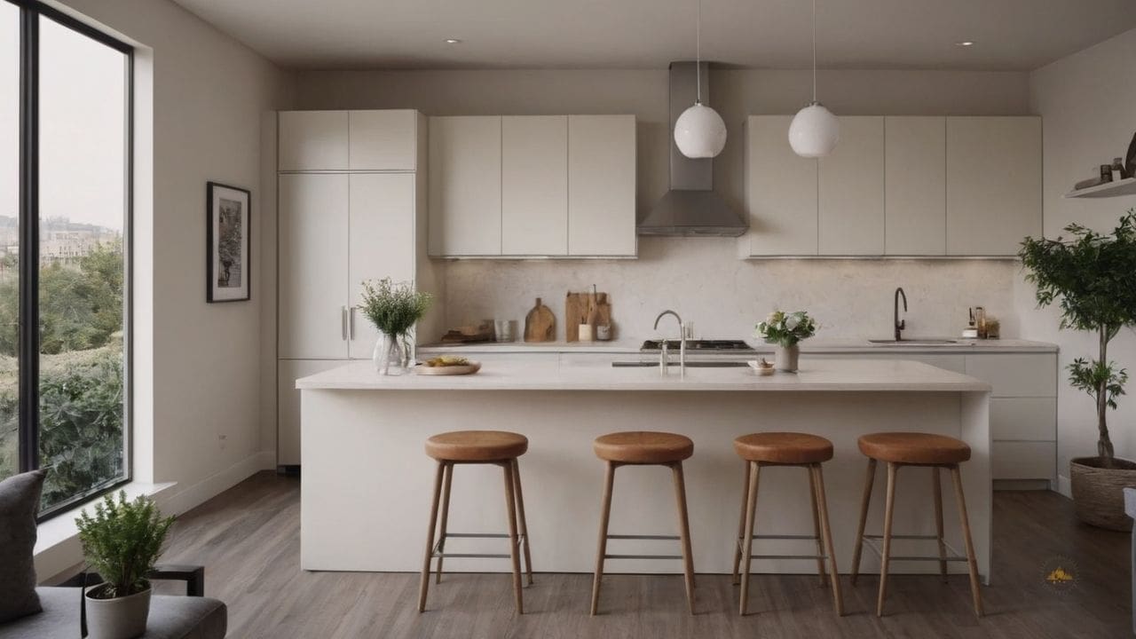 37. Sala e cozinha conjugada pequena traz melhor uso de elementos decorativos verticais