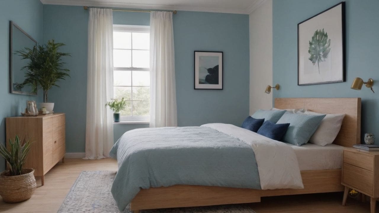 6. Um quarto azul claro proporciona decoração atemporal