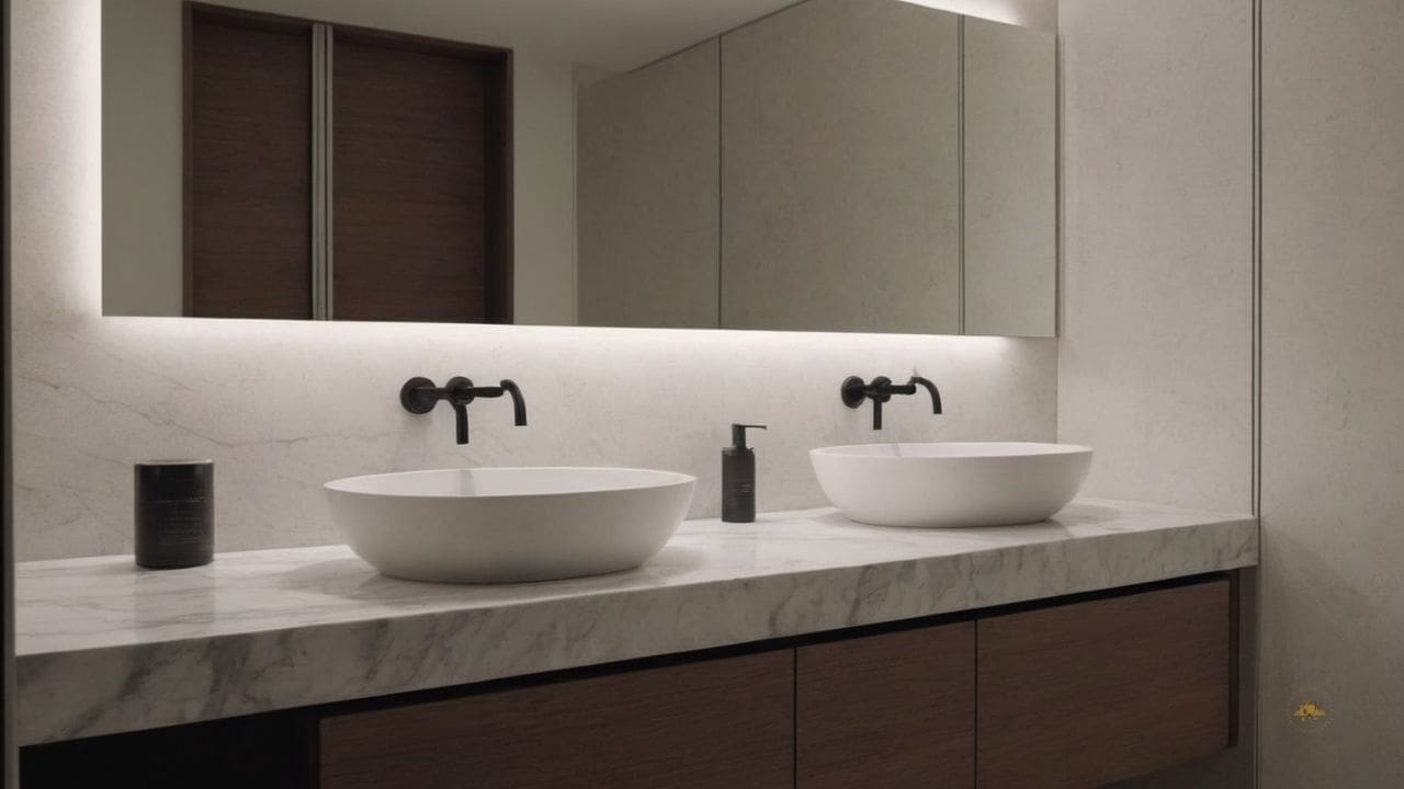 13. O mármore branco proporciona painéis