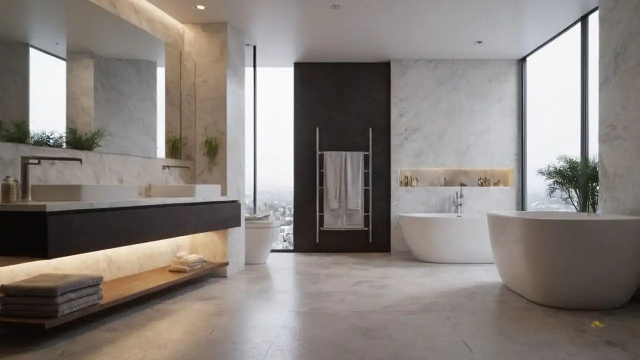 17. O mármore branco proporciona minimalismo