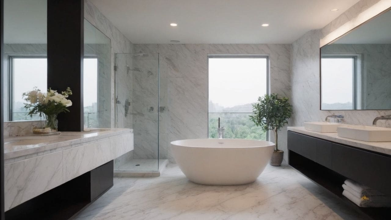 19. O mármore branco proporciona lazer