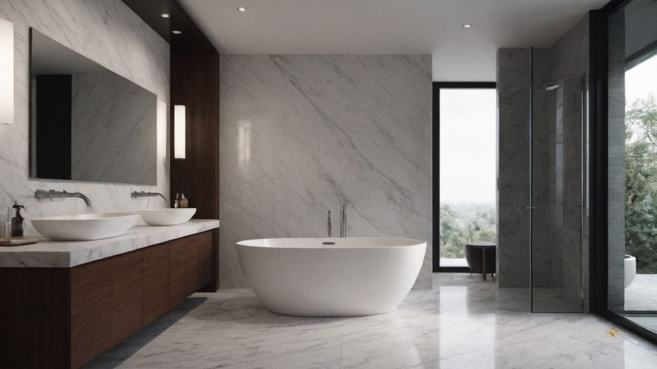 25. O mármore branco proporciona leveza