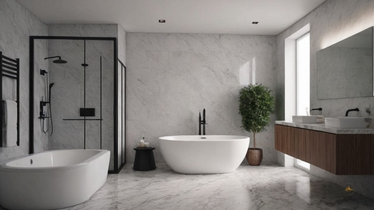 27. O mármore branco proporciona recepção