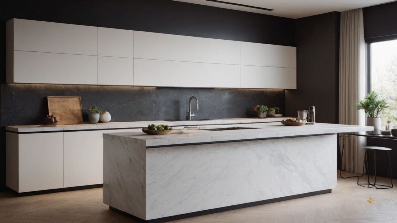 30. O mármore branco proporciona imóvel