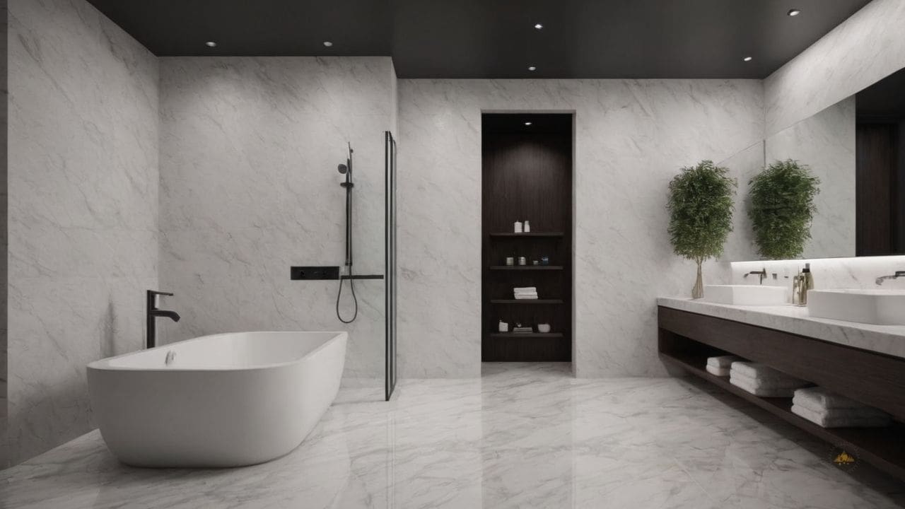 41. O mármore branco proporciona resistente