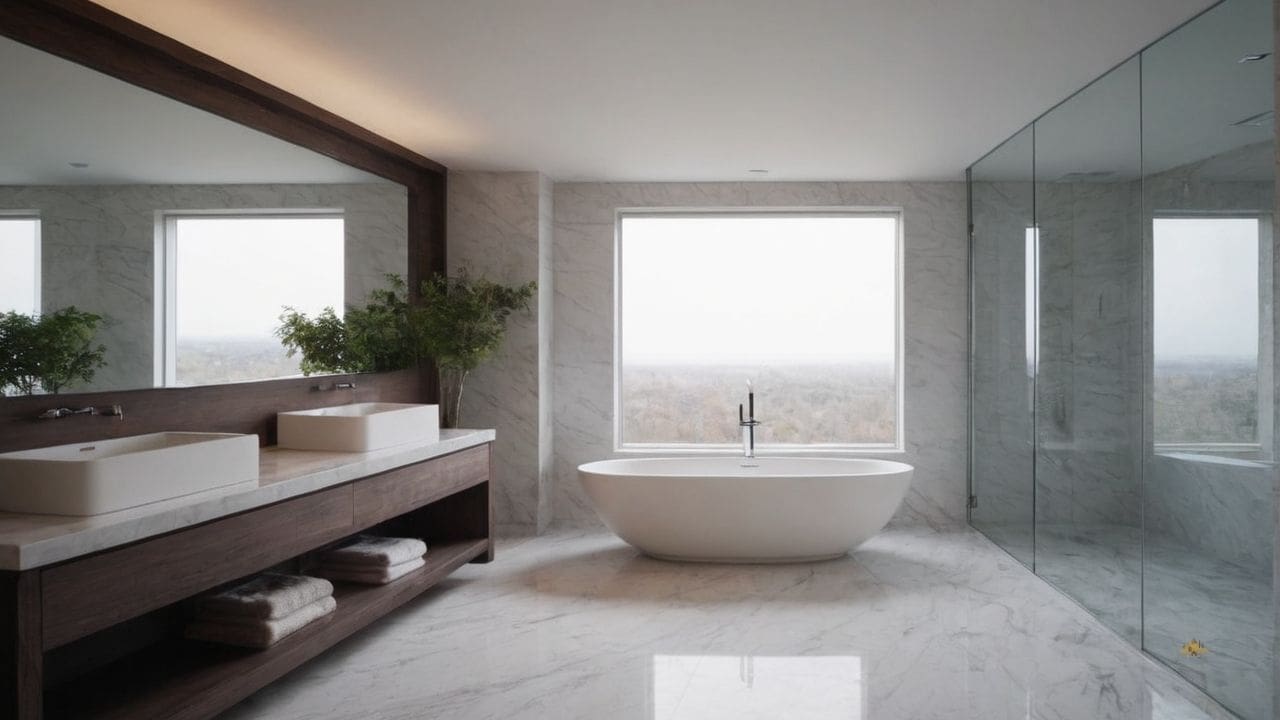 45. O mármore branco proporciona sofisticação