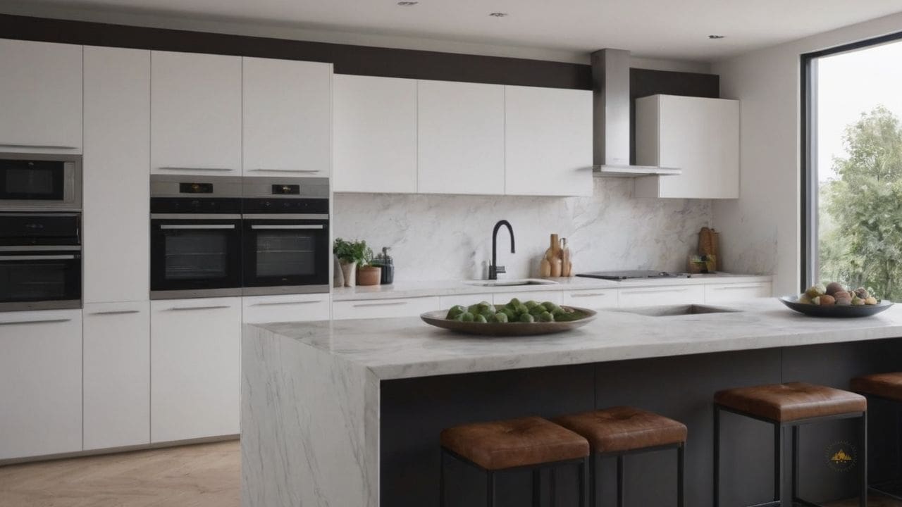 54. O mármore branco proporciona cor