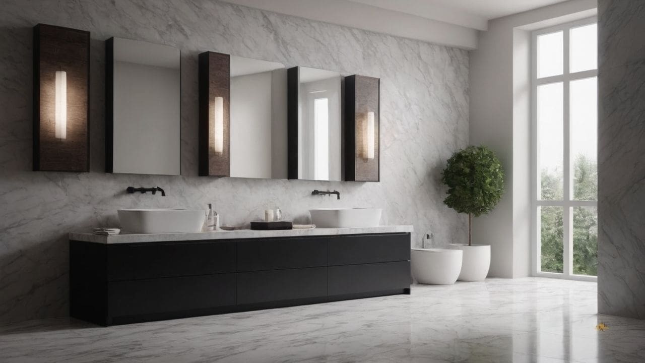 55. O mármore branco proporciona sofisticação