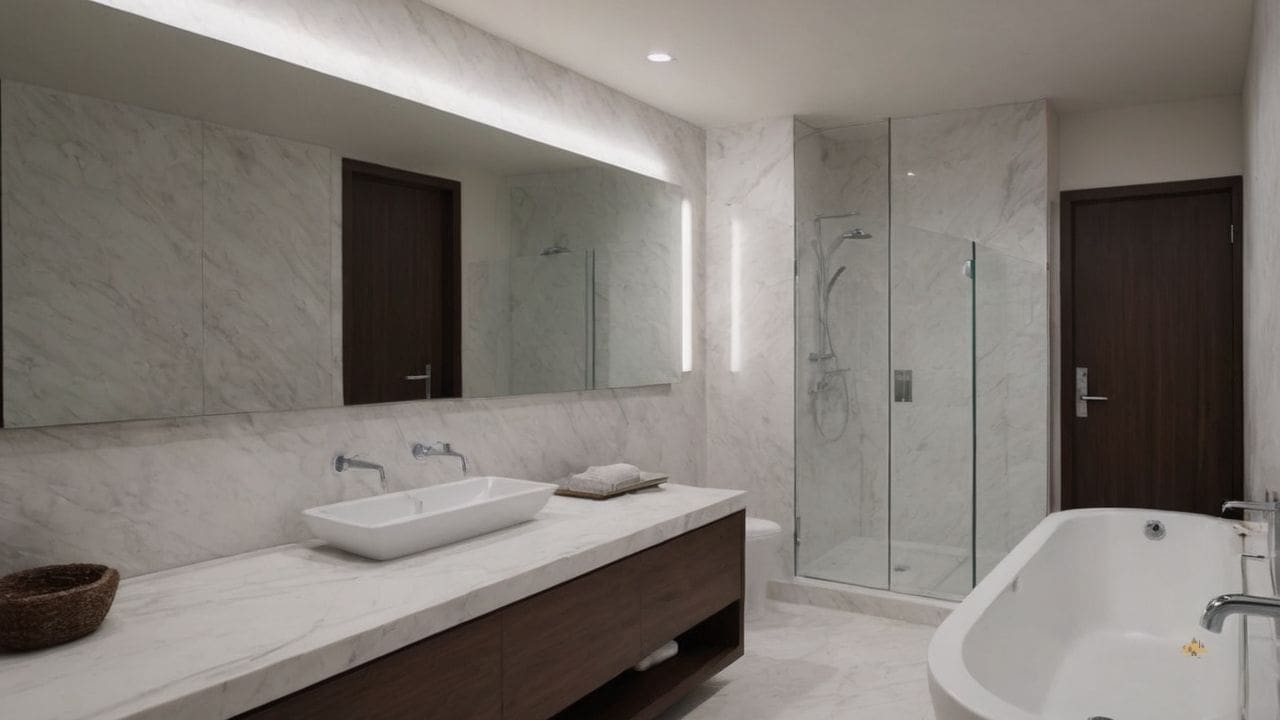 9. O mármore branco proporciona praticidade