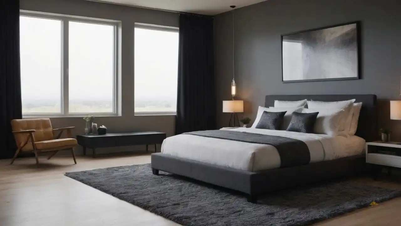11. Quartos cinza e preto proporcionam base perfeita para obras de arte