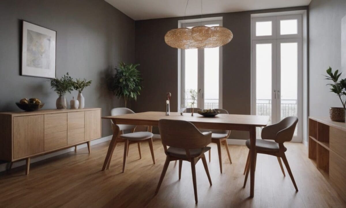 12. Mesa de jantar pequena proporciona estilo compacto