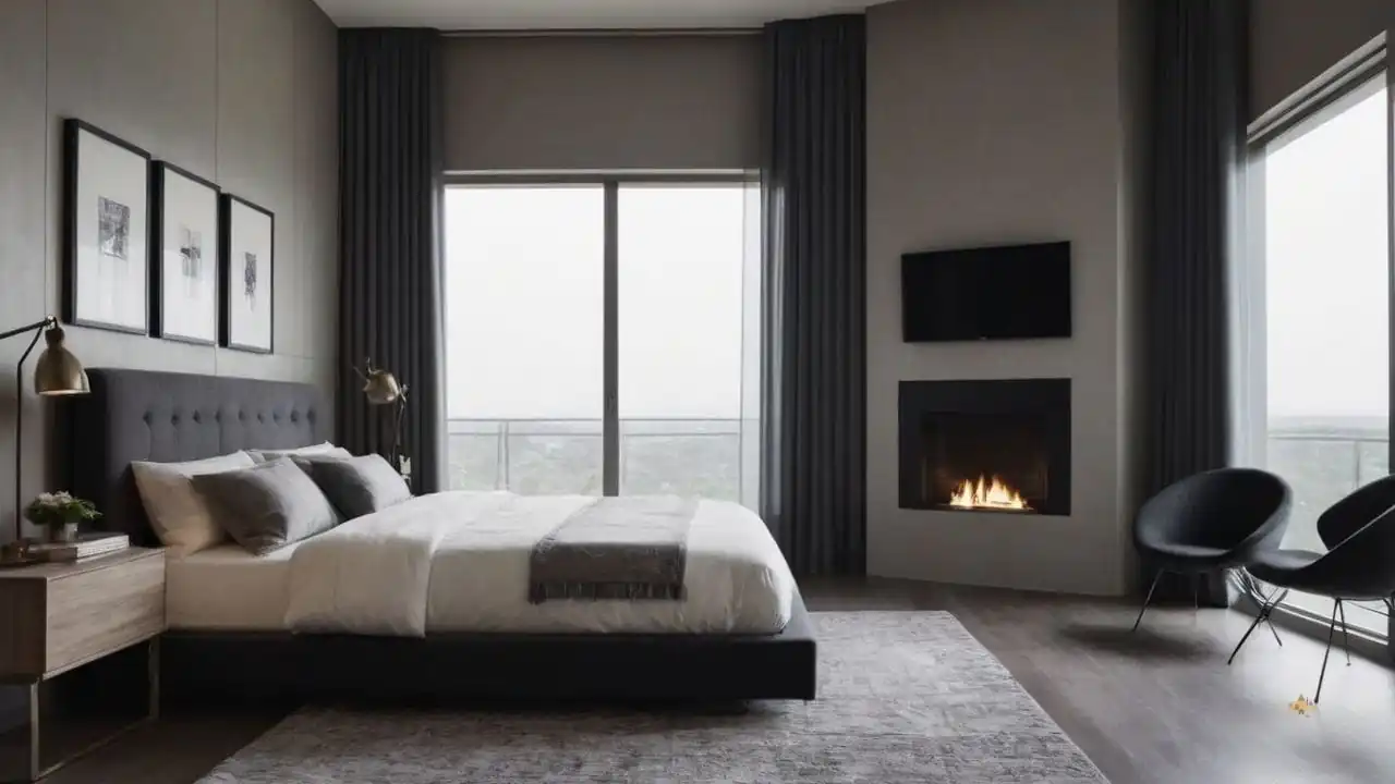 12. Quartos cinza e preto proporcionam estilo flexível