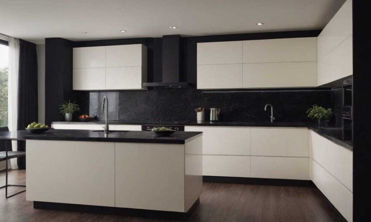14. Cozinhas planejadas com bancada preta proporcionam harmonia com metais