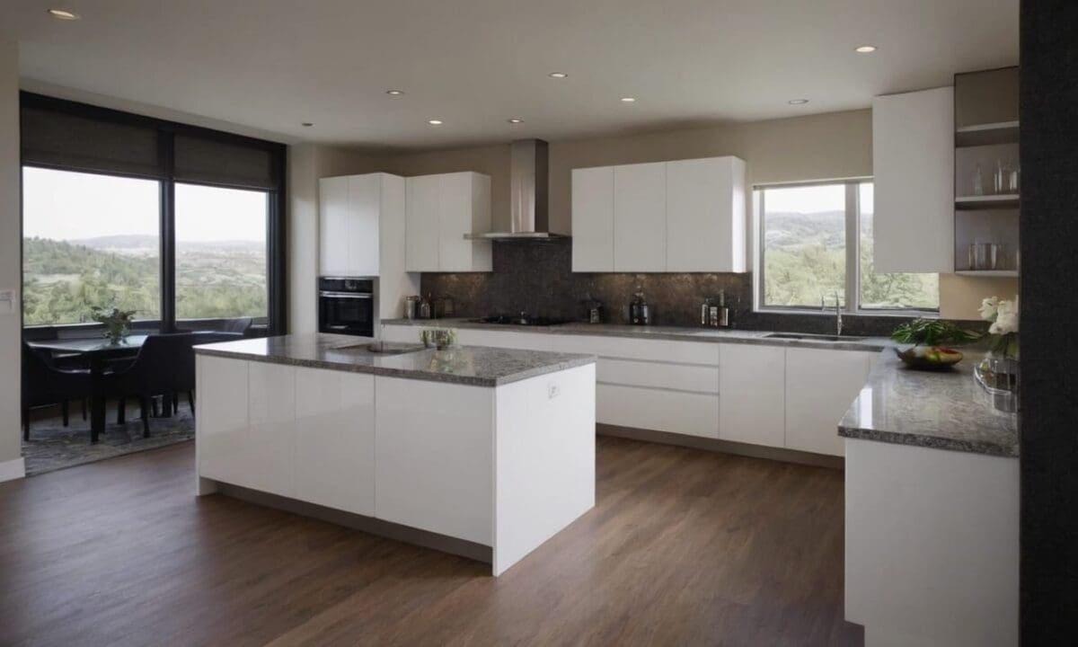 14. Cozinhas planejadas em L com bancada de granito proporcionam organização sempre acessível