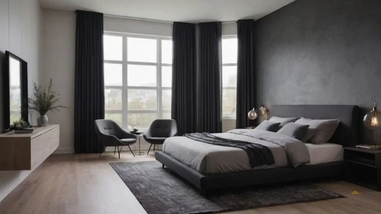 14. Quartos cinza e preto proporcionam ideal para quartos de casal