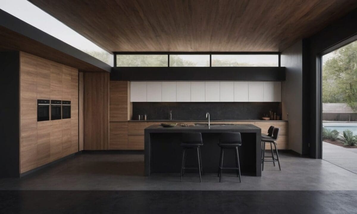 15. Cimento queimado preto proporciona estilo industrial garantido