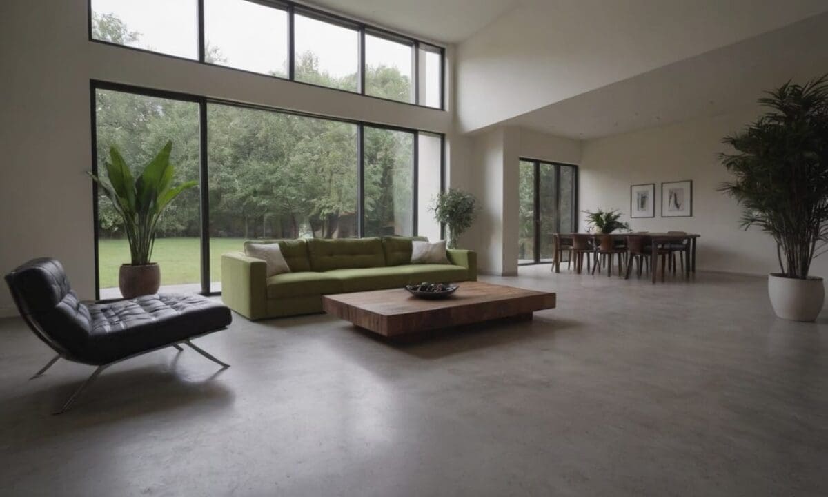 16. Casas com piso de cimento queimado harmonia com materiais naturais