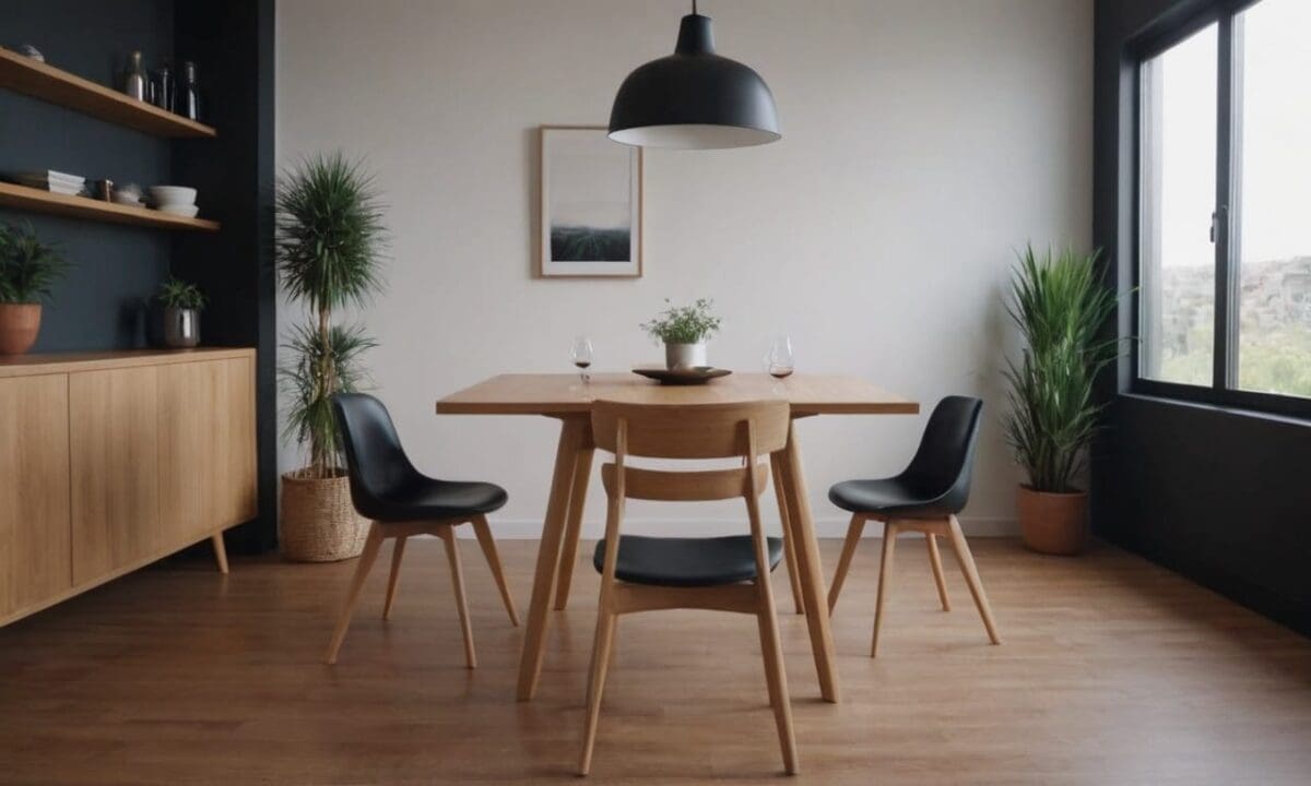 16. Mesa de jantar pequena proporciona durabilidade