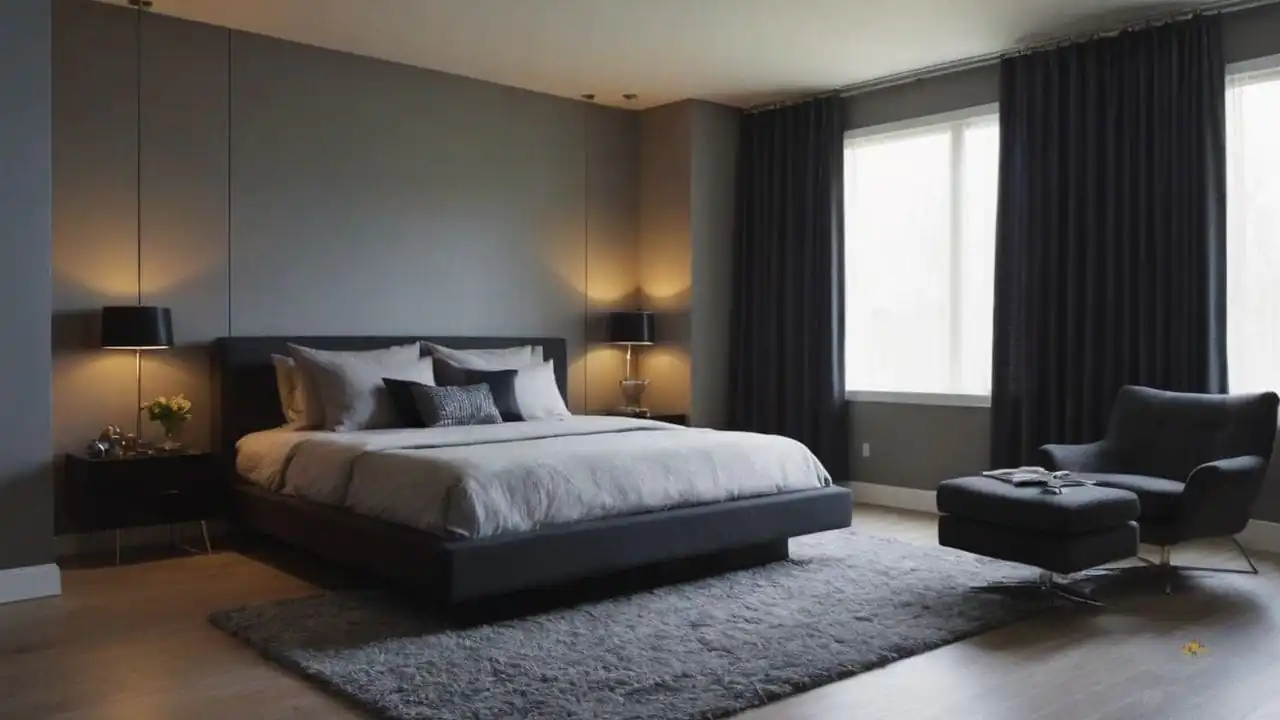 22. Quartos cinza e preto proporcionam ambiente convidativo