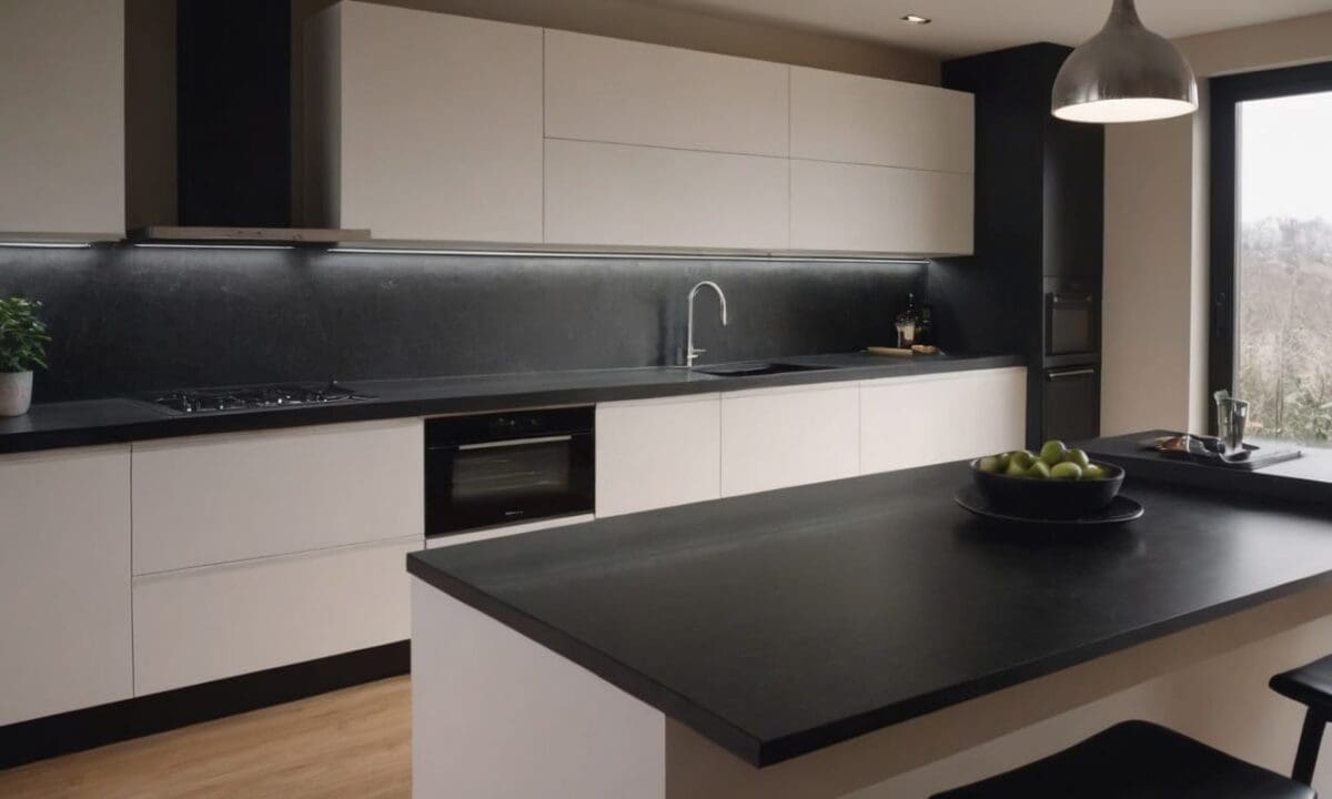 27. Cozinhas planejadas com bancada preta proporcionam durabilidade do visual