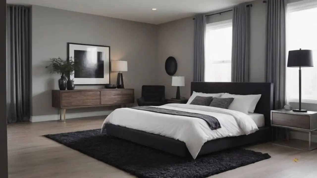 27. Quartos cinza e preto proporcionam funciona com espelhos