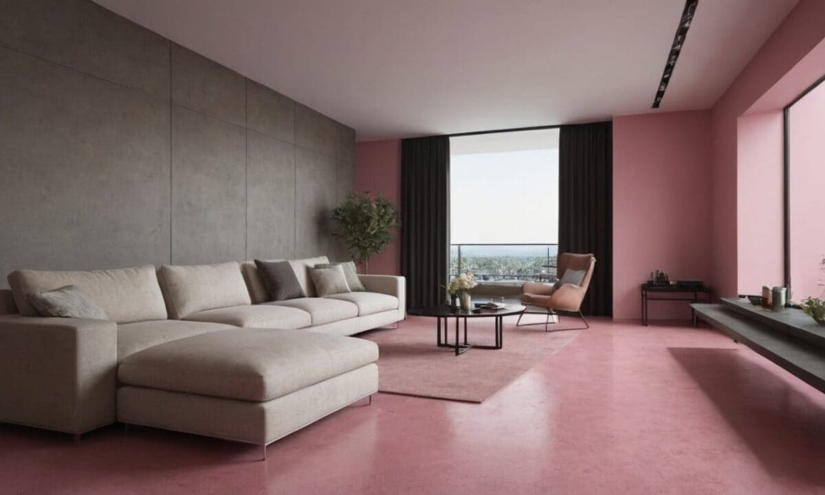 3. Cimento queimado rosa proporciona integração com outros materiais