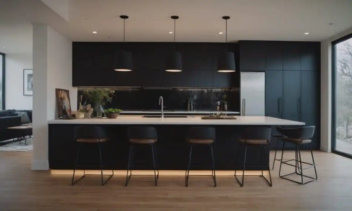 30. Cozinhas planejadas com bancada preta proporcionam resistência a riscos