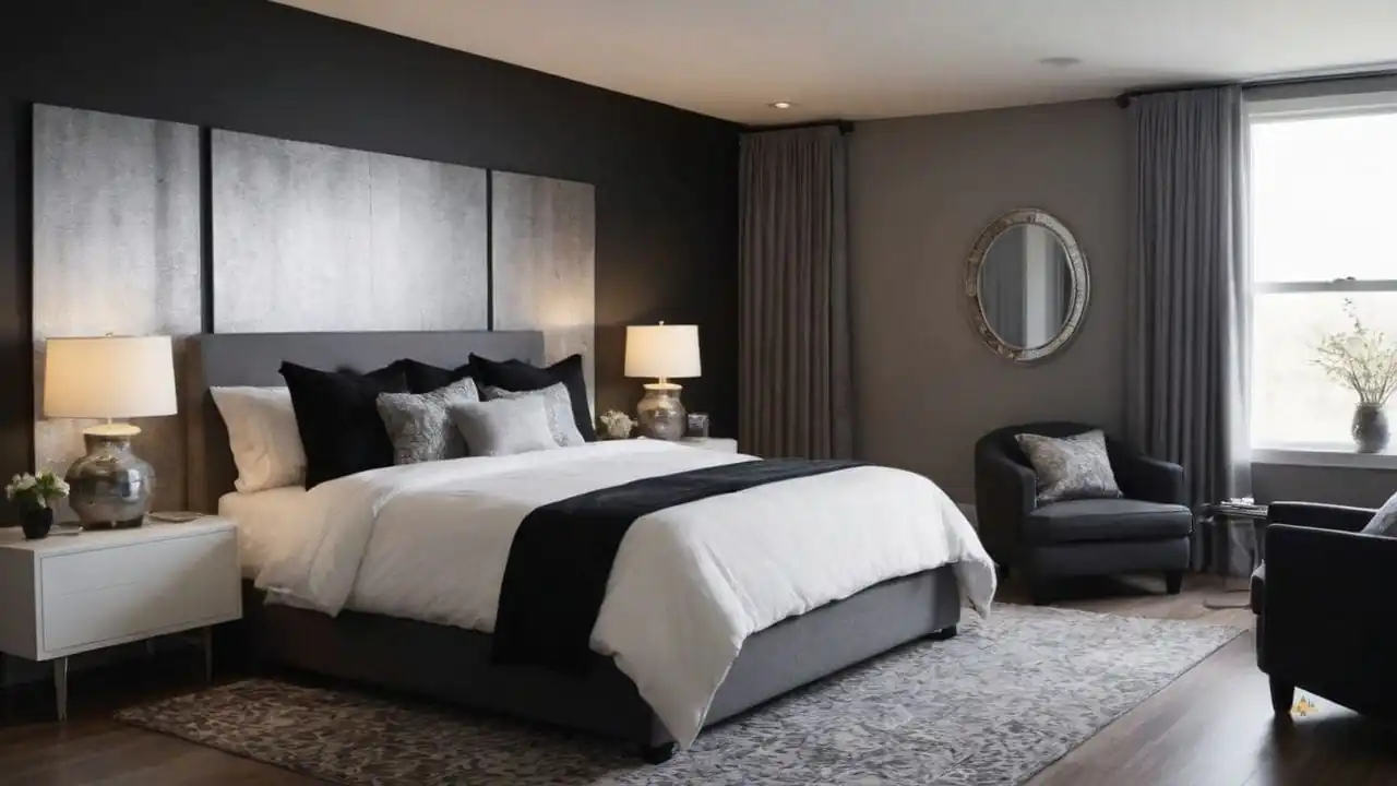 35. Quartos cinza e preto proporcionam perfeição para cortinas