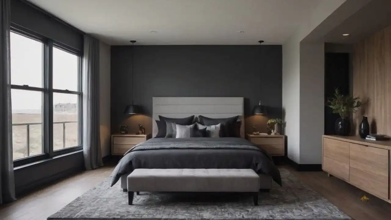 56. Quartos cinza e preto proporcionam ideal para iluminação com dimmer