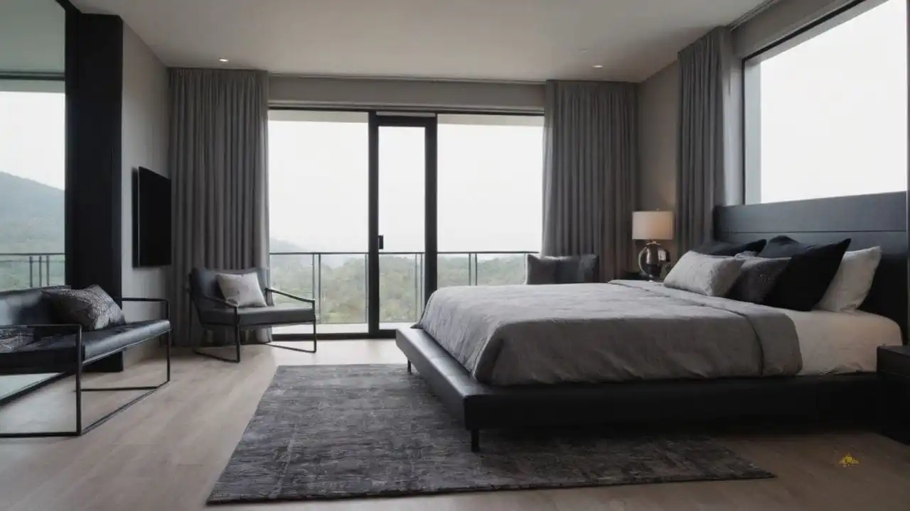 7. Quartos cinza e preto proporcionam perfeição em detalhes metálicos
