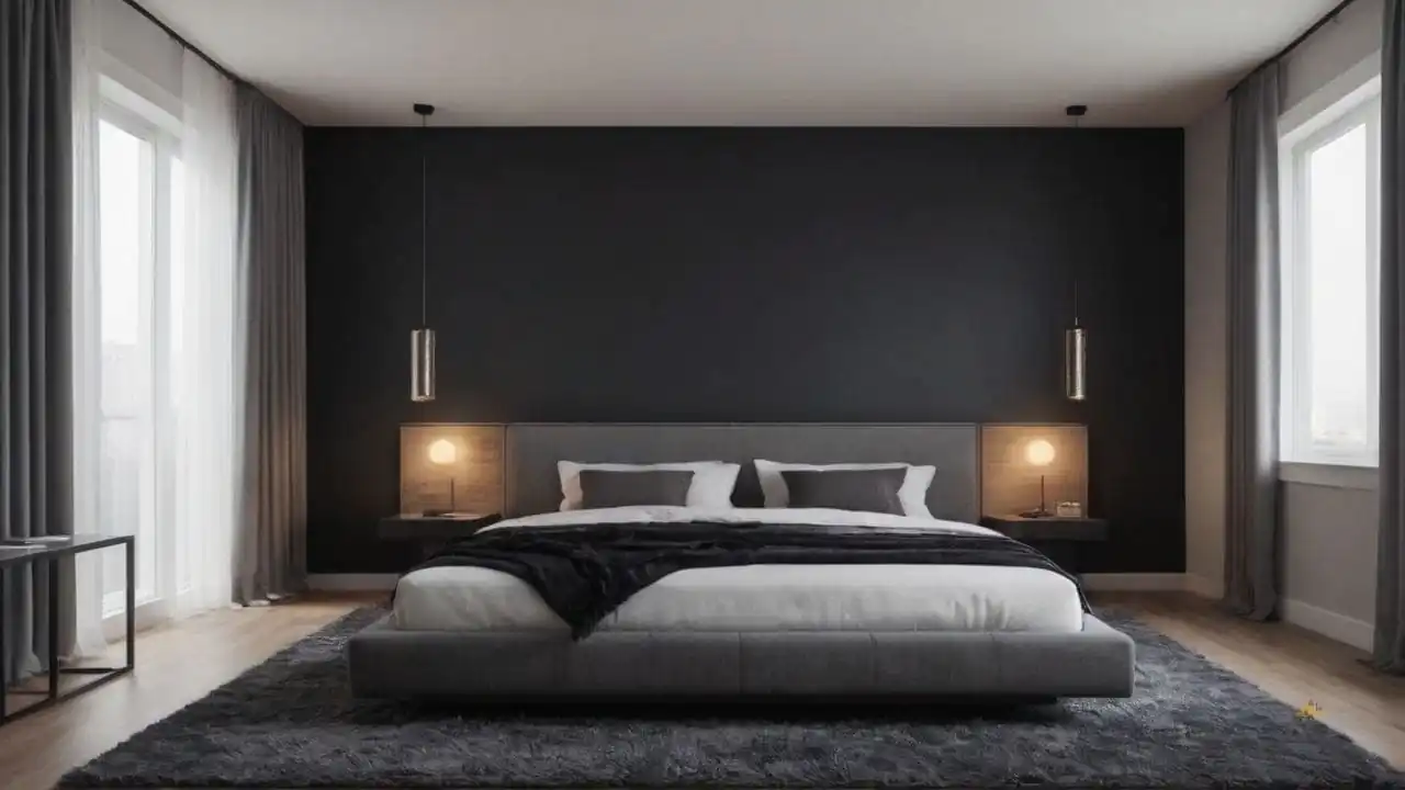 8. Quartos cinza e preto proporcionam fácil de manter