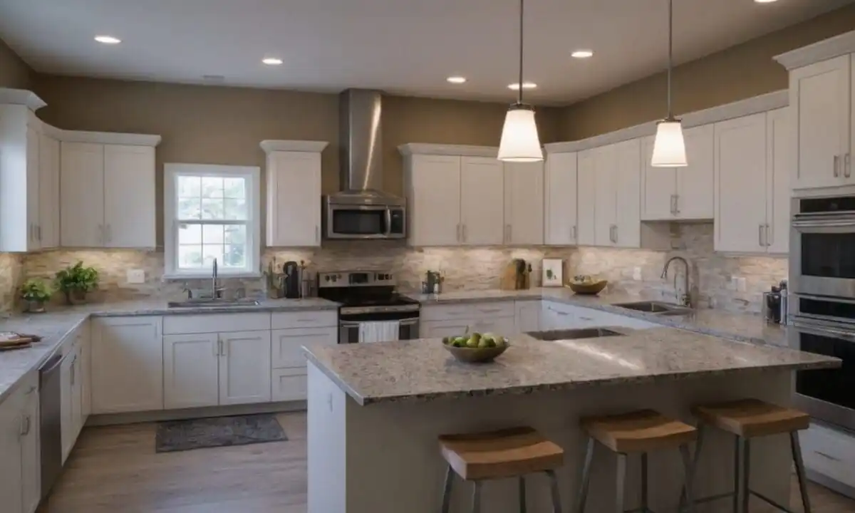 9. Cozinhas planejadas em L com bancada de granito proporcionam elegância e funcionalidade
