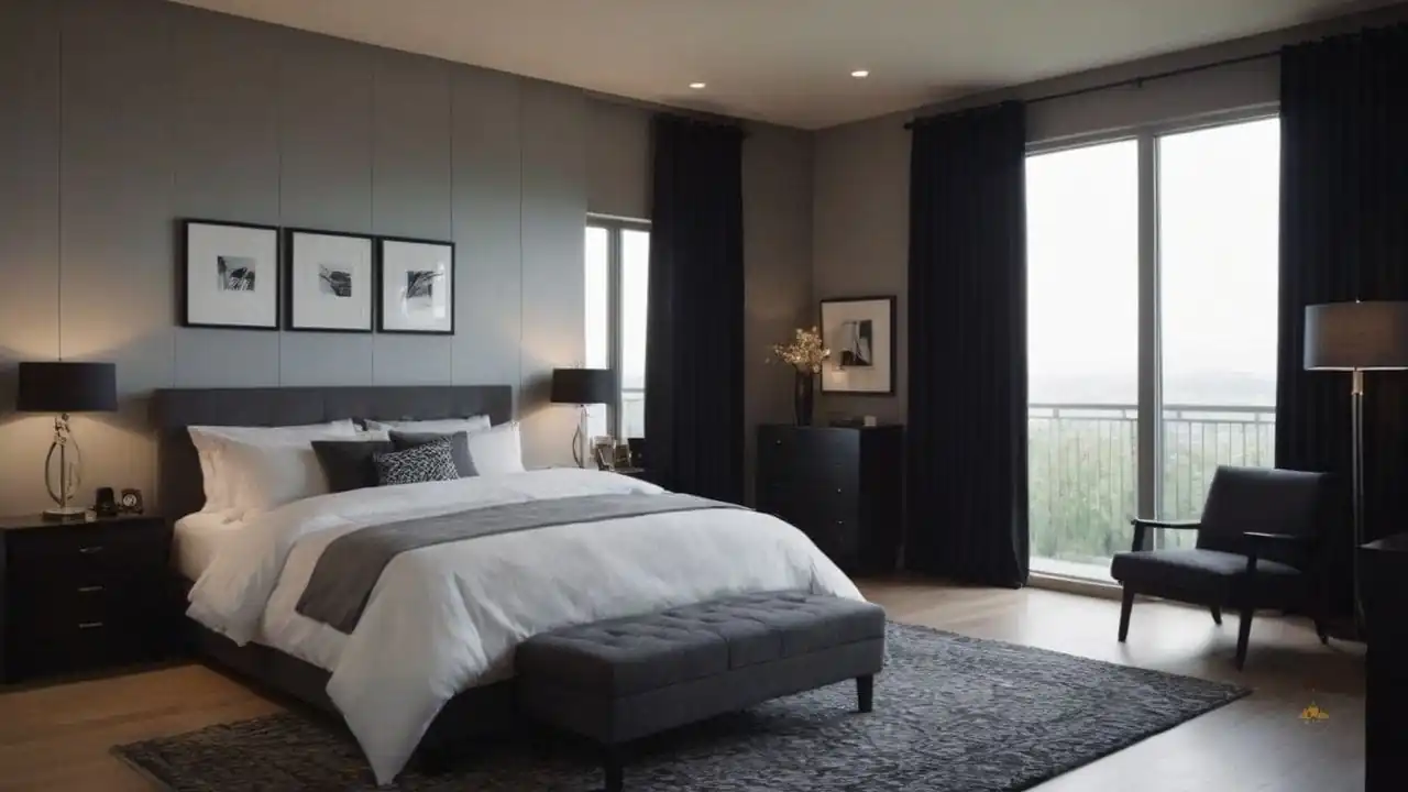 9. Quartos cinza e preto proporcionam design masculino ou feminino