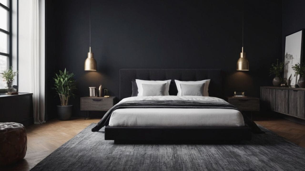 1. Quarto preto proporciona sofisticação