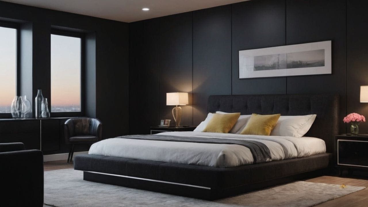 2. Quarto preto proporciona luxo