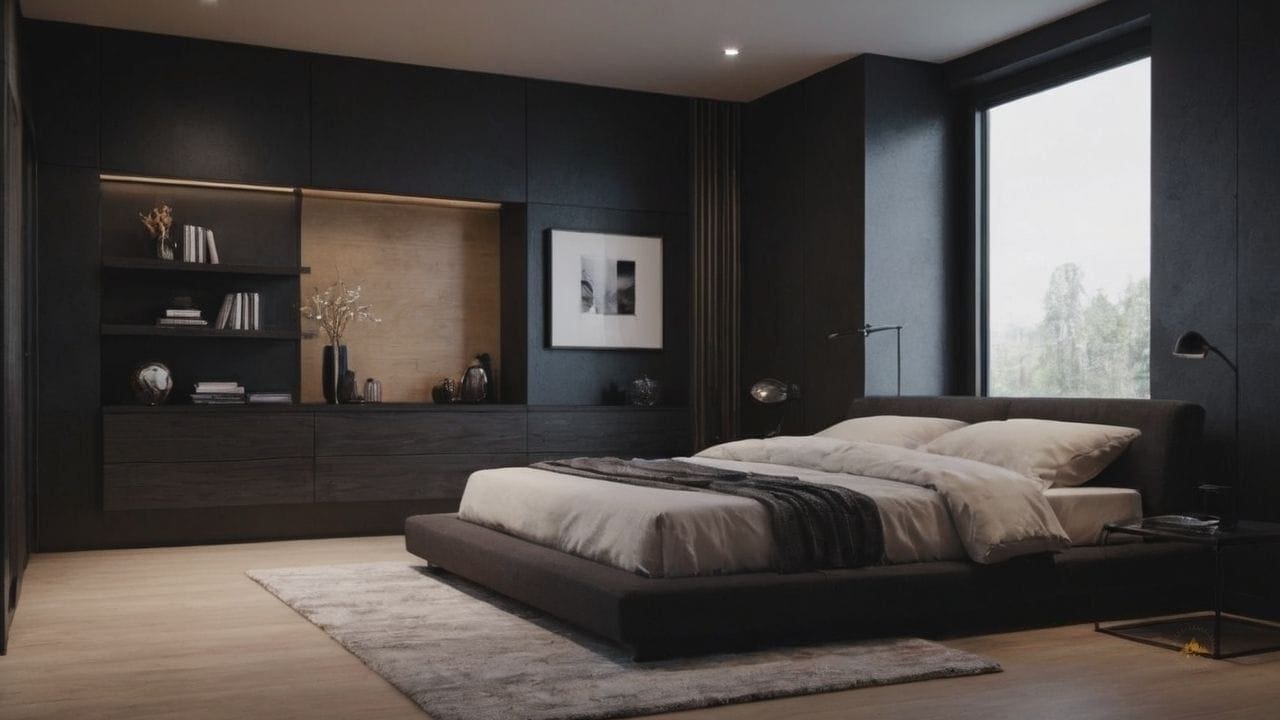 30. Quarto preto proporciona espelhos