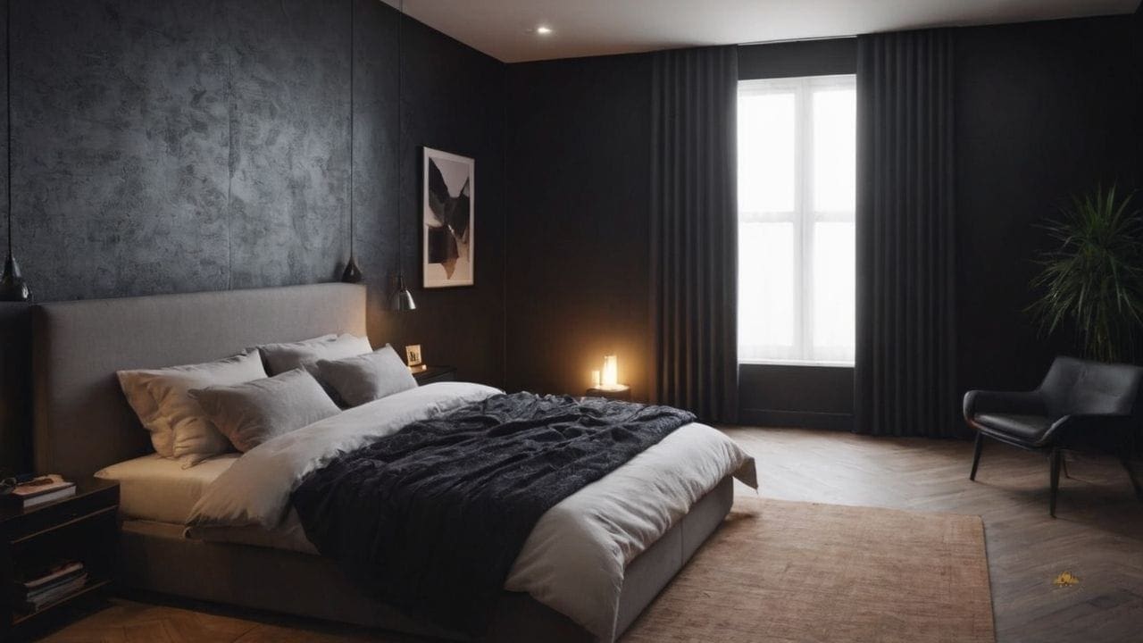 32. Quarto preto proporciona conforto