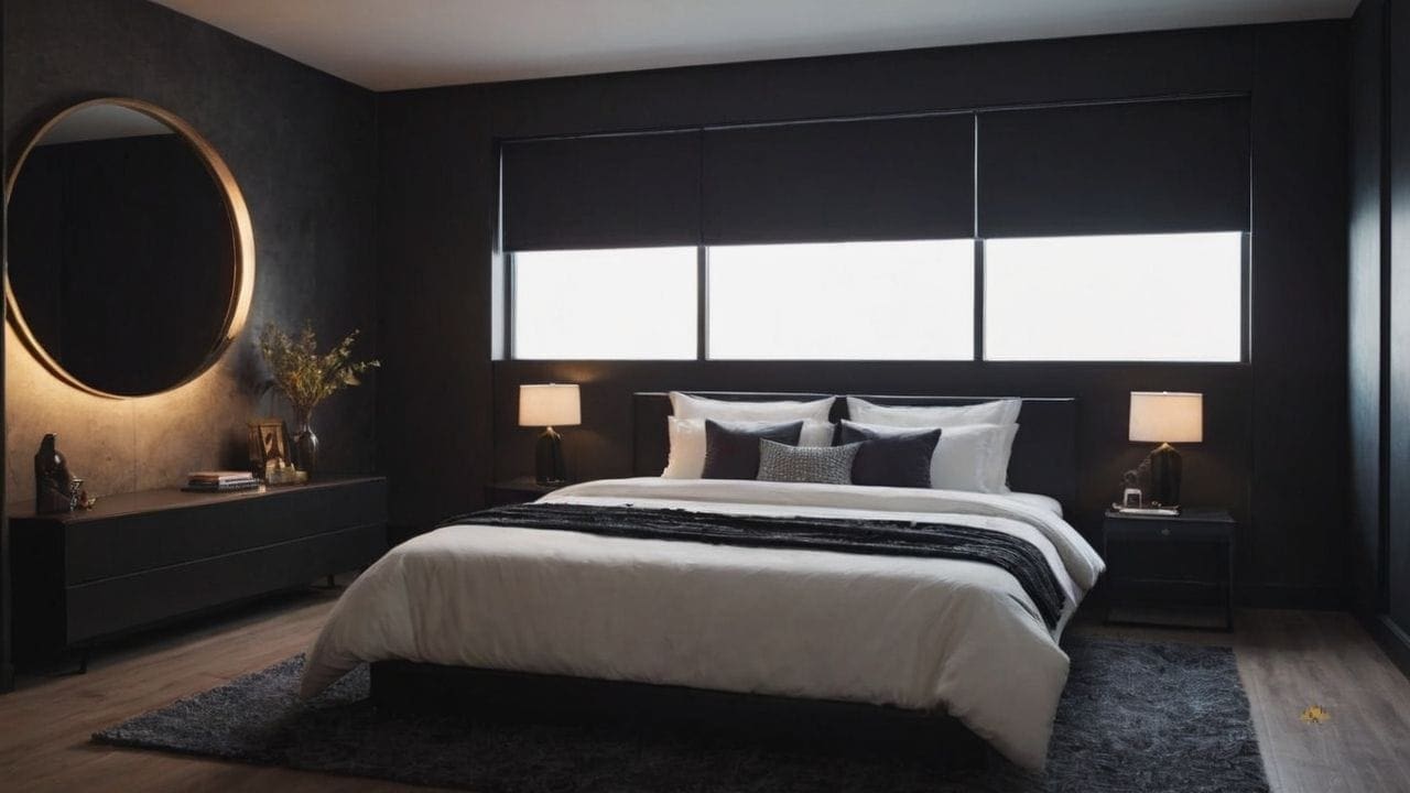 43. Quarto preto proporciona privacidade