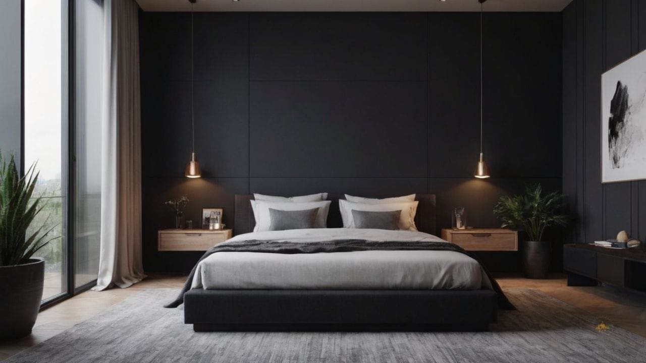 45. Quarto preto proporciona fosco